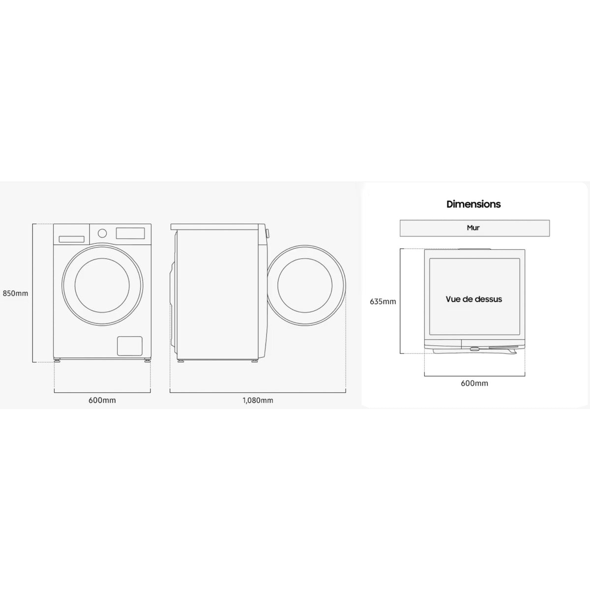 Lave linge hublot SAMSUNG WW90CGC04DAB - 9 kg - 1400 tr/min - Classe A - Moteur induction - Connecté WiFi - Noir