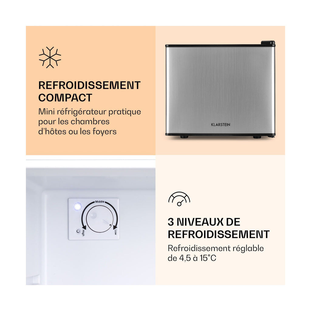 Mini réfrigérateur KLARSTEIN Minibar compact 2 niveaux 17L 26dB inox