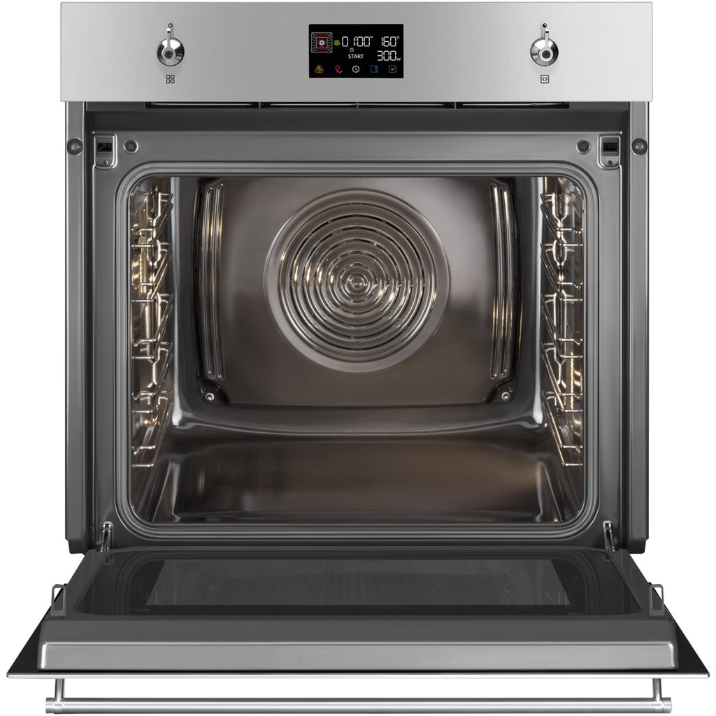 Four micro onde combiné SMEG SO6302M2X - Combiné micro-ondes - Hydrolyse - Porte froide - Rails télescopiques