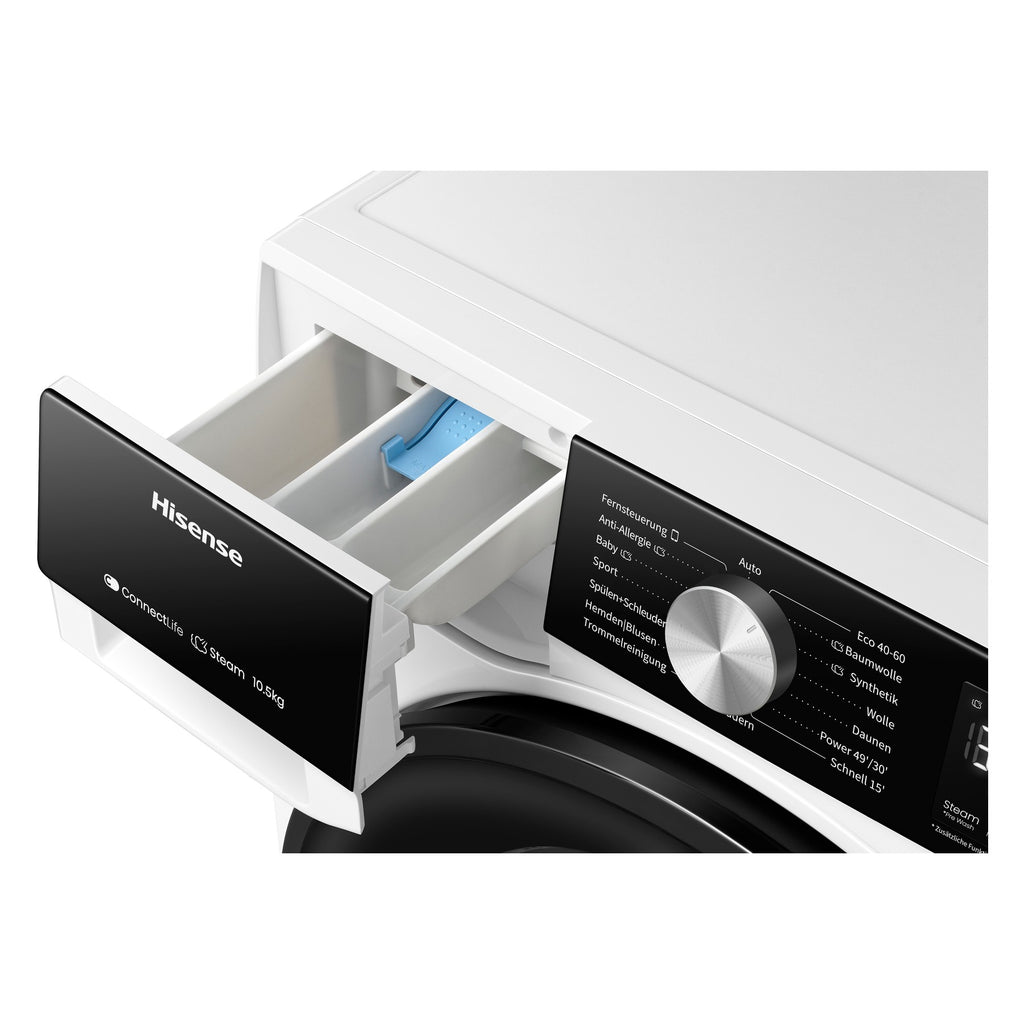 Lave linge hublot HISENSE WF3S1043BW3 - 10,5 kg - 1400 tr/min - Classe A - Moteur induction - Connecté wifi