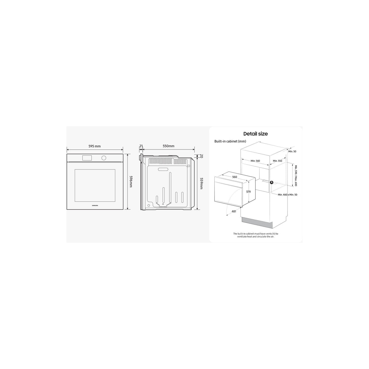 Four encastrable SAMSUNG NV7B7997AAK - Pyrolyse - Chaleur pulsée - Vapeur - Double cavité - Bespoke AI Série 7