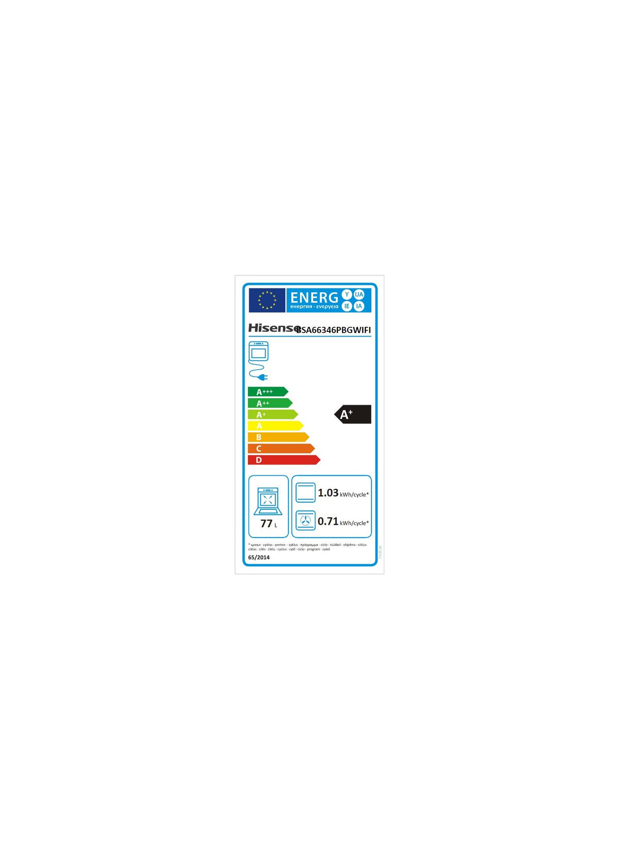 Four encastrable fonction vapeur HISENSE BSA66346PBGWIFI - Pyrolyse - Chaleur tournante - Rails télescopiques - Ajout Vapeur - Air Fry - Wifi
