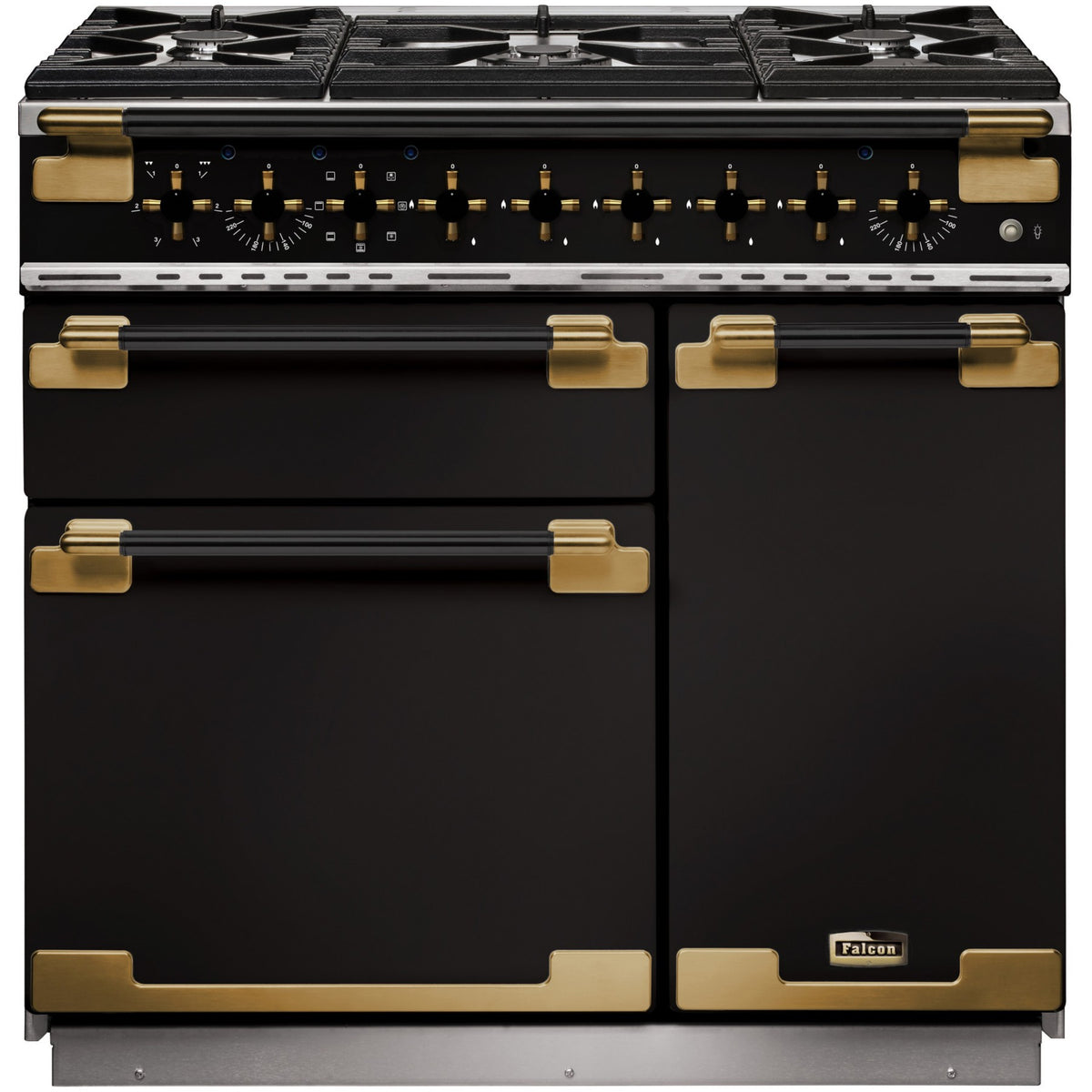 Piano de cuisson gaz FALCON ELISE LUXE TAB GAZ 90 CMNOIR LAITON