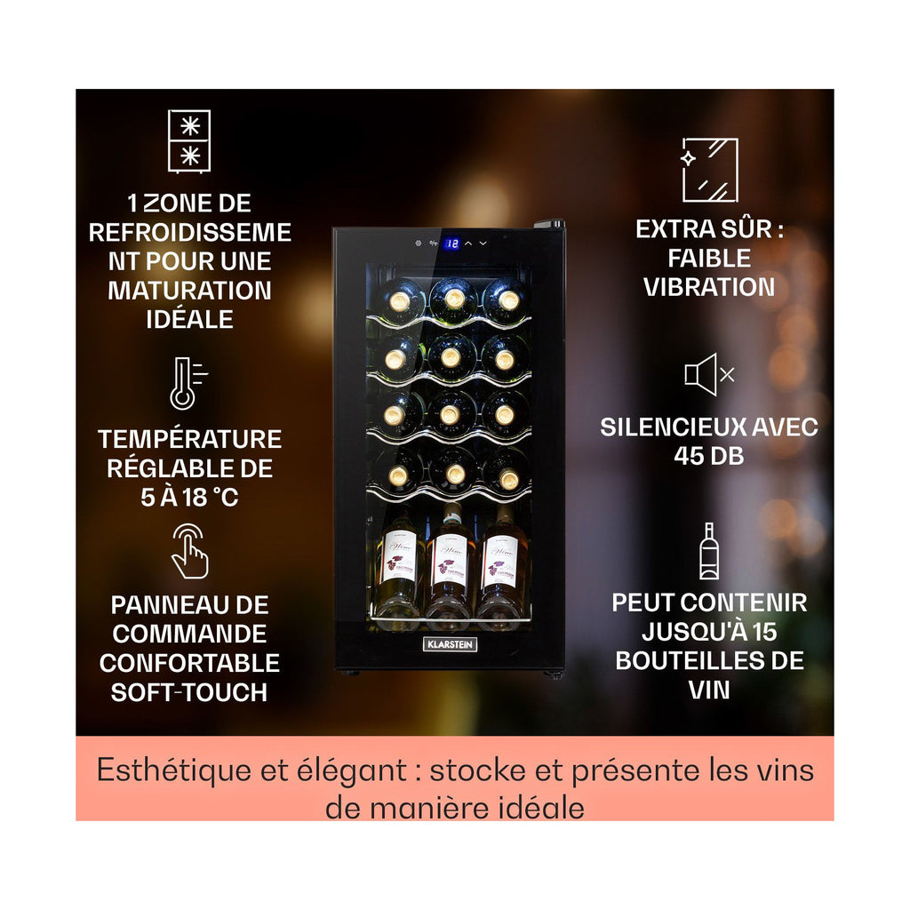 Cave à vin de service KLARSTEIN Shiraz 15 Slim Uno 44L tactile