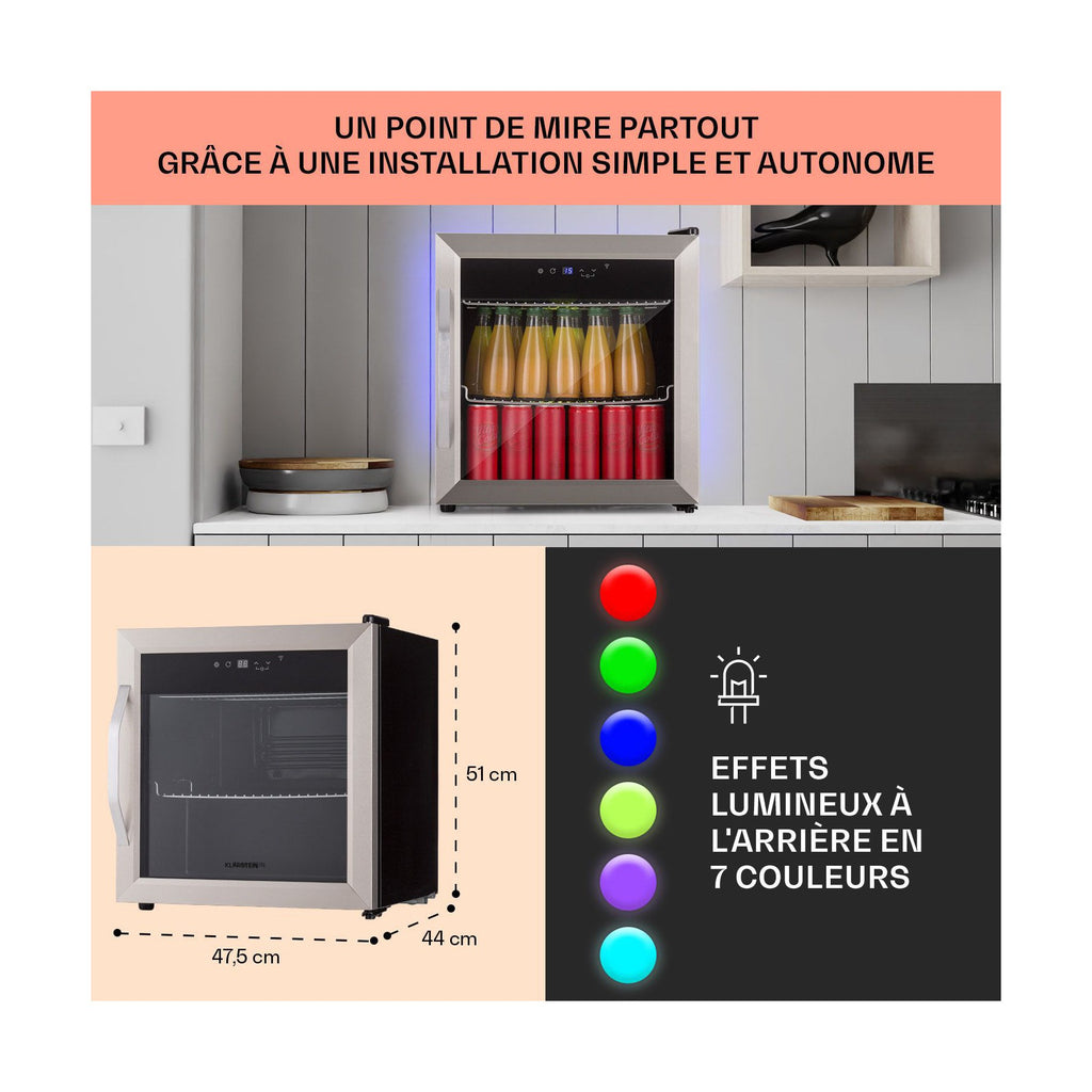 Mini réfrigérateur KLARSTEIN Coachella 50 Minibar 47L WiFi 44 dB inox