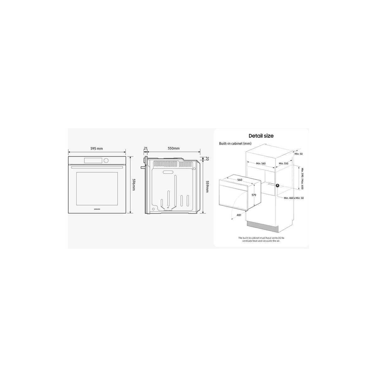 Four encastrable SAMSUNG NV7B4450VCB - Double cavité - Pyrolyse - Chaleur pulsée - Porte froide