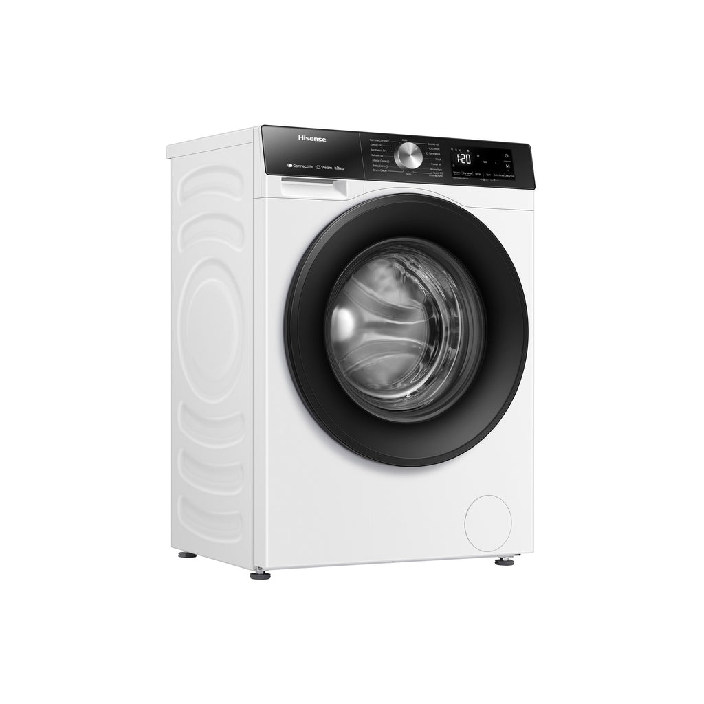 Lave linge séchant hublot HISENSE WD3S8043BW3 - 8/5 kg - 1400 tr/min - Classe D - Moteur Inverter - Connecté - PureJetWash