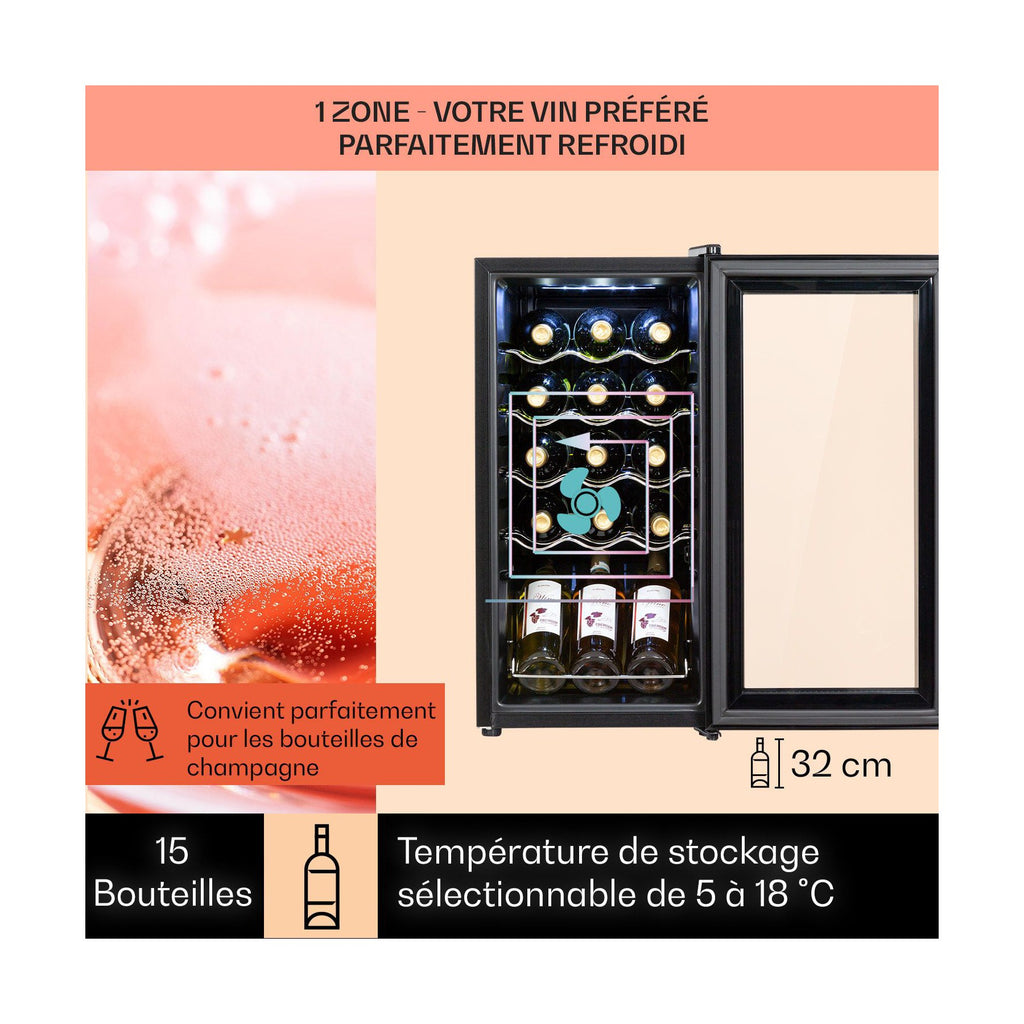 Cave à vin de service KLARSTEIN Shiraz 15 Slim Uno 44L tactile