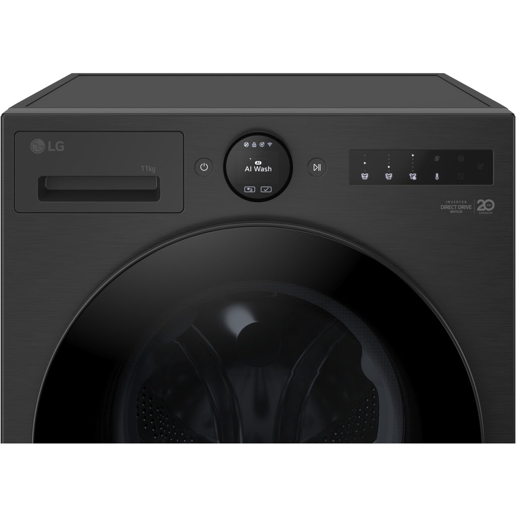 Lave linge hublot LG F14X76BSTA - 11 kg - 1400 tr/min - Classe A - Moteur direct drive - Autodosage - Wifi - Noir