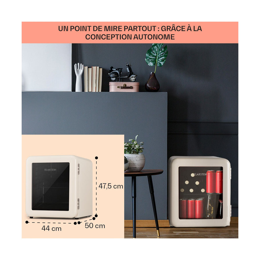 Mini réfrigérateur KLARSTEIN PopLife 48 0-10°C design rétro Beige