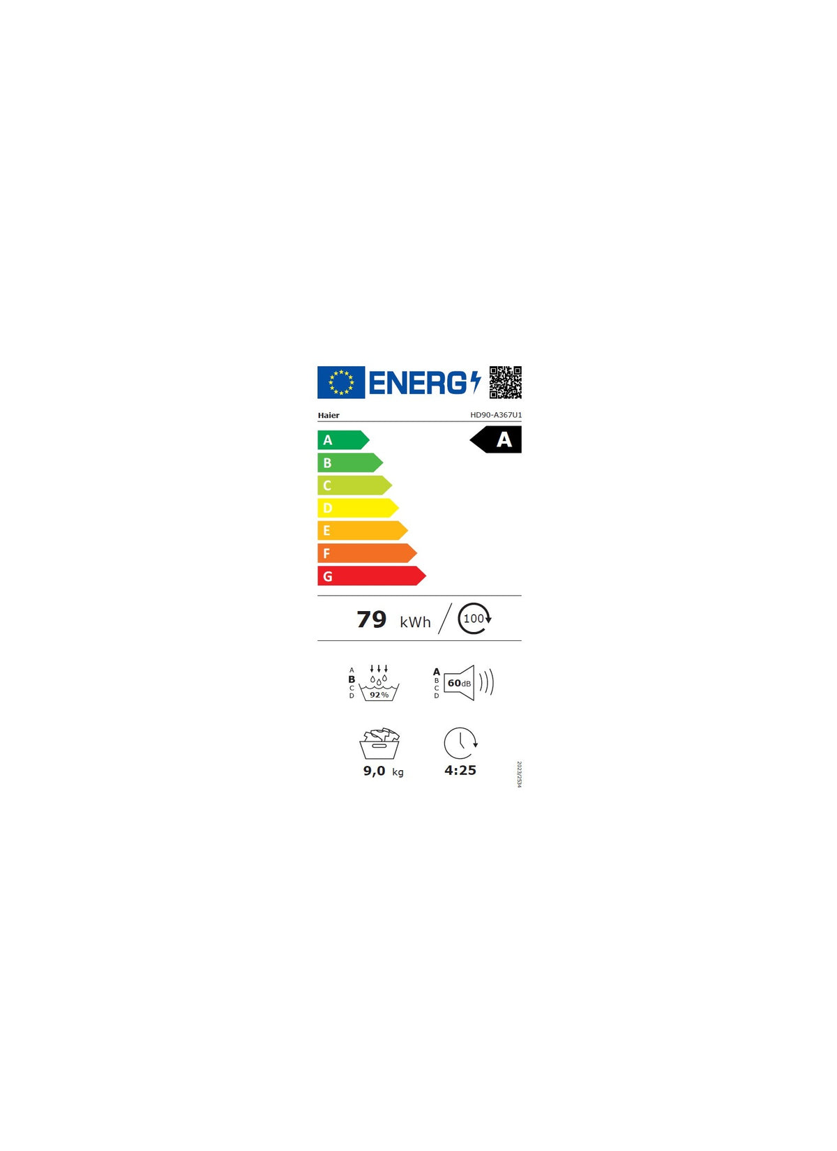 Sèche linge pompe à chaleur HAIER HD90-A367U1-FR