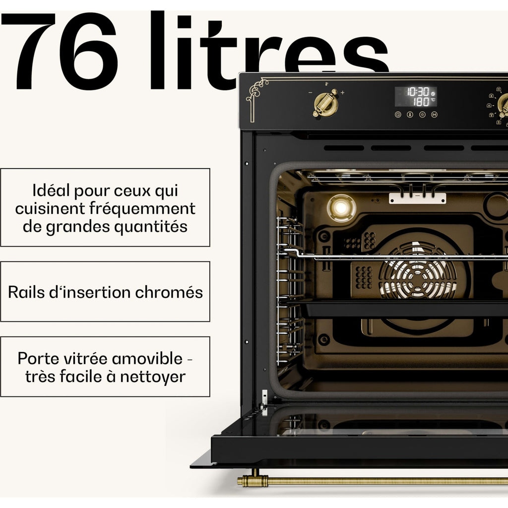 Four encastrable KLARSTEIN 60 cm pyrolyse 3150W 76L Noir Victoria
