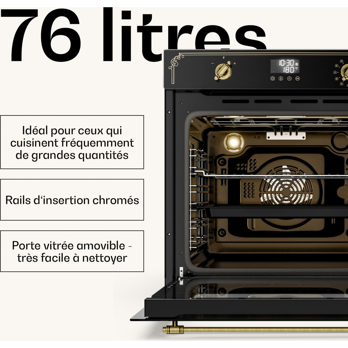 Four encastrable KLARSTEIN 60 cm pyrolyse 3150W 76L Noir Victoria