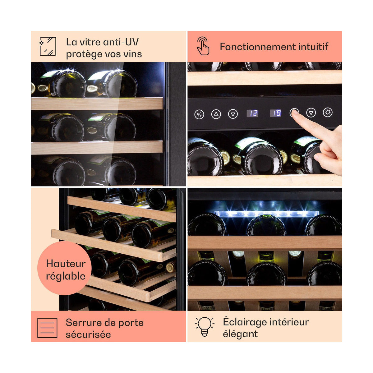 Cave à vin de service KLARSTEIN Vinamour 73 Duo 192L - Argent