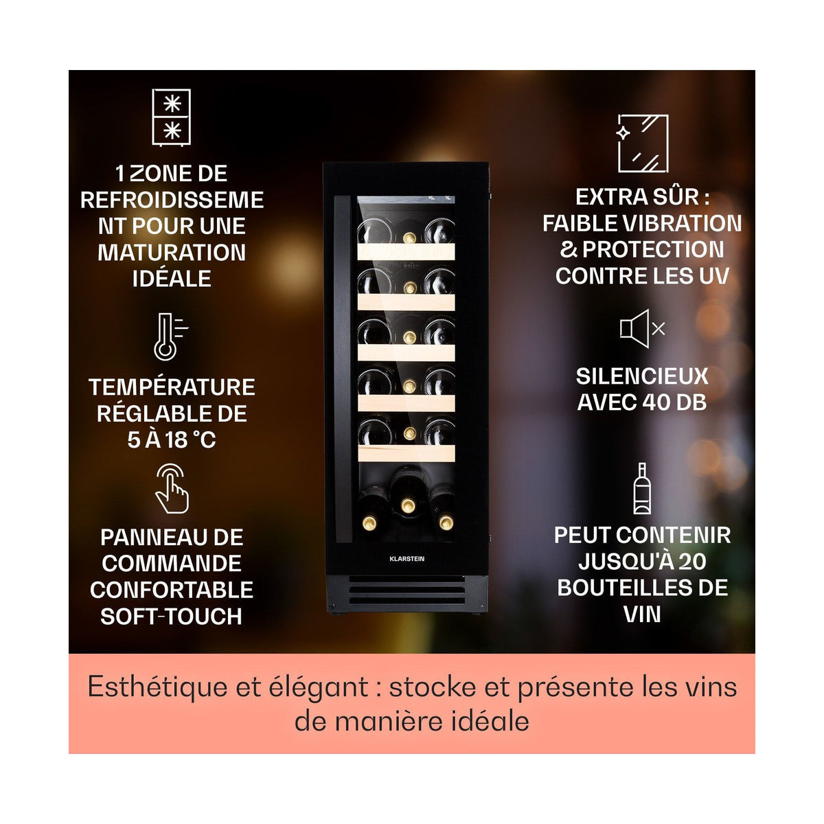 Cave à vin de service KLARSTEIN Vinovilla Smart - Noir