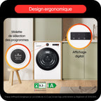 Lave linge hublot LG F20F12WST - 20 kg - 1000 tr/min - Classe A - Moteur induction direct drive - Connecté wifi
