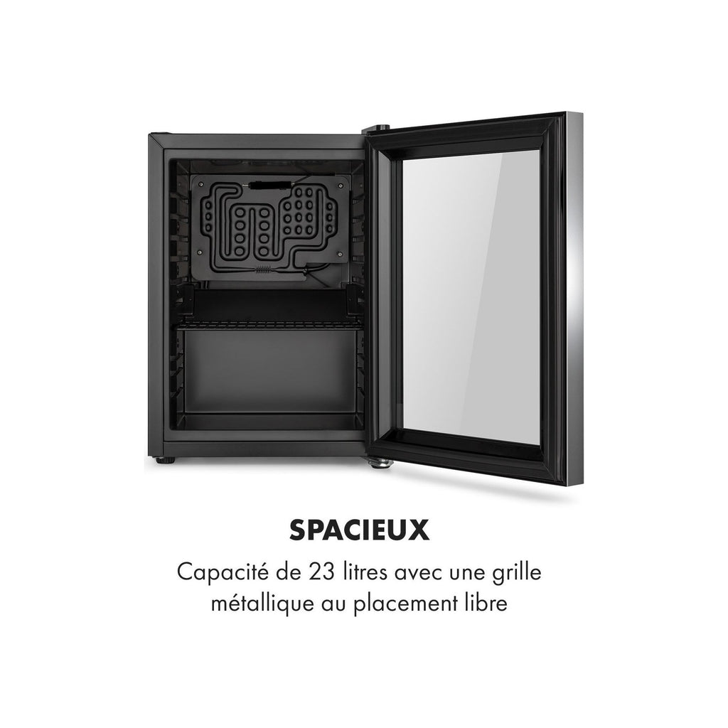 Mini réfrigérateur KLARSTEIN Harlem 23L A+ porte vitrée 39 dB Noir