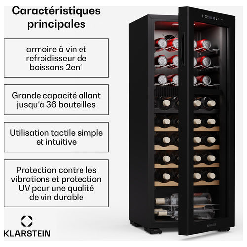 Cave à vin de service KLARSTEIN Bovella 36 Duo+ 36 bouteilles
