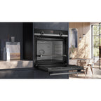 Four encastrable SIEMENS HB554AER3F - Chaleur pulsée - Ecoclean - Porte froide - Rails télescopiques - iQ300