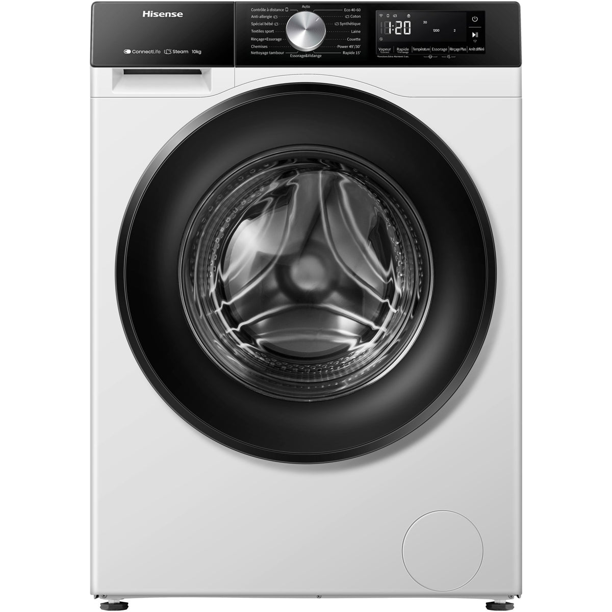 Lave linge hublot HISENSE WF3S1043BW3 - 10,5 kg - 1400 tr/min - Classe A - Moteur induction - Connecté wifi