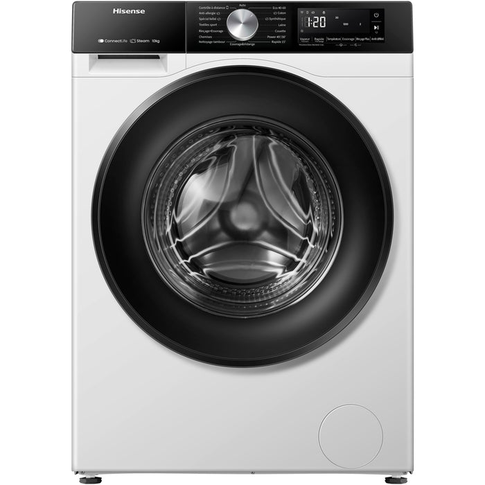Lave linge hublot HISENSE WF3S1043BW3 - 10,5 kg - 1400 tr/min - Classe A - Moteur induction - Connecté wifi