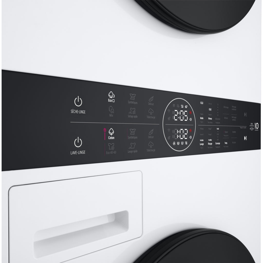 Lave linge séchant hublot LG F214WT8WH - 12/10 kg - 1400 tr/min - Classe A - Moteur AI Direct Drive - Connecté
