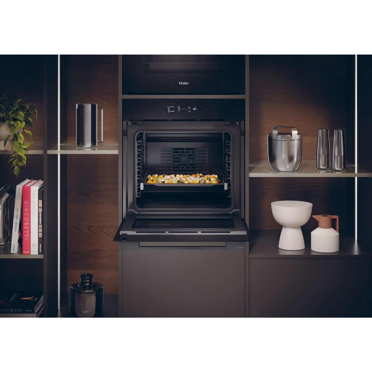 Four encastrable HAIER H6 ID46G5YTB - Pyrolyse - Hydrolyse - Chaleur pulsée - Porte froide - Rails télescopiques