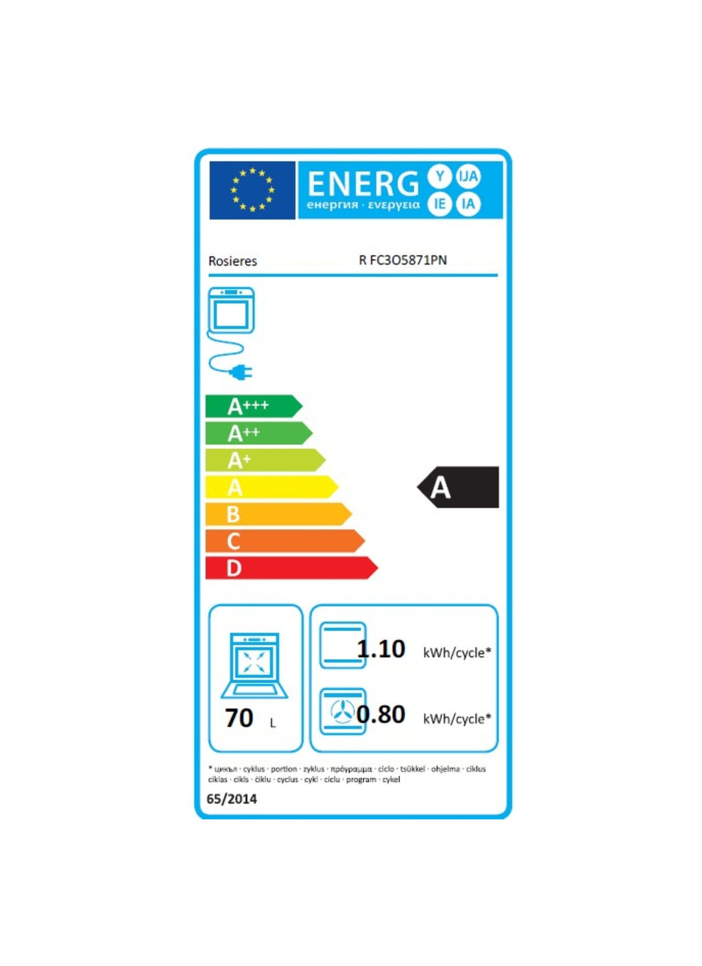 Four encastrable ROSIERES FC3O5871PN - Pyrolyse - Chaleur pulsée - Porte froide