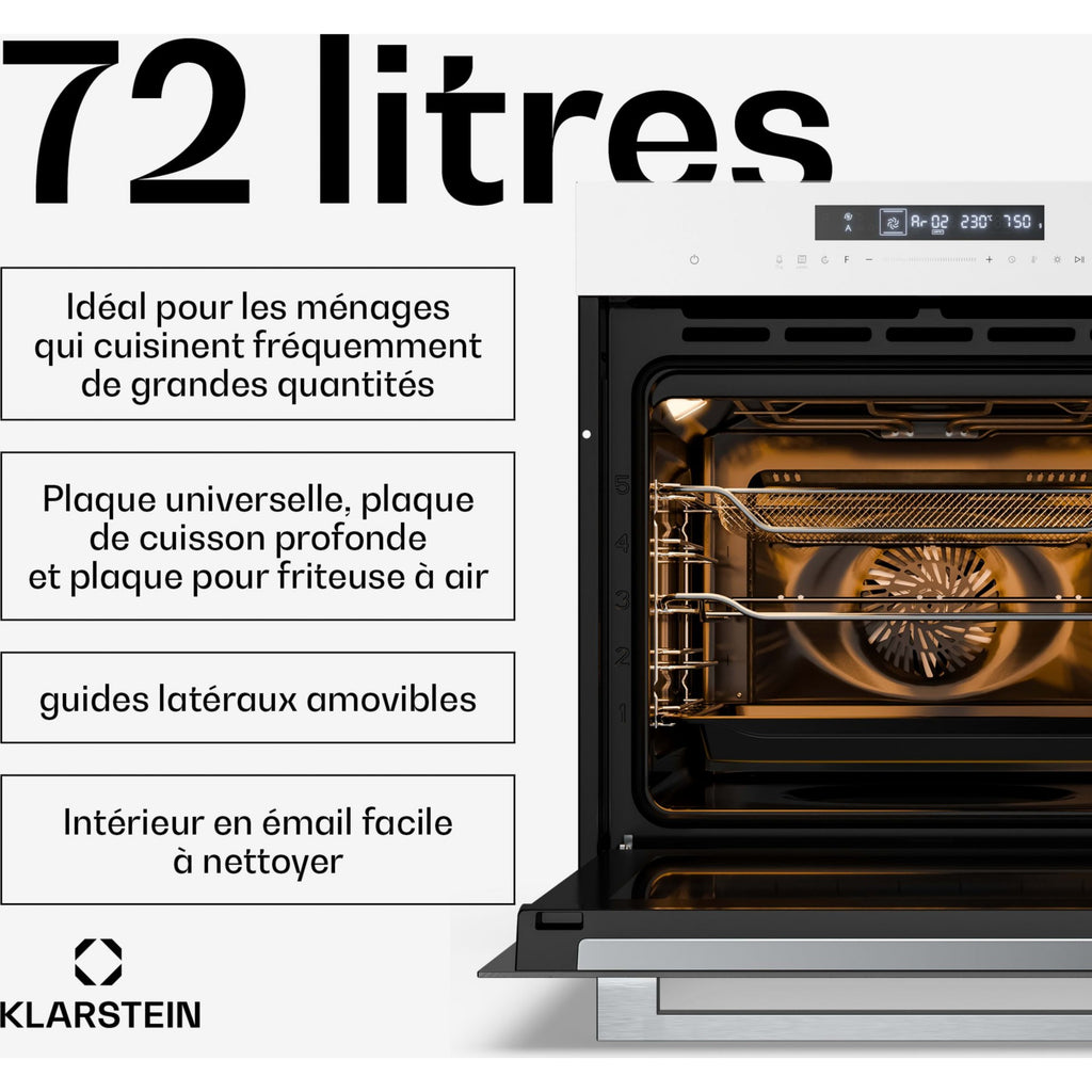 Four encastrable KLARSTEIN Airjet fonction Airfryer 2900W 72L Blanc