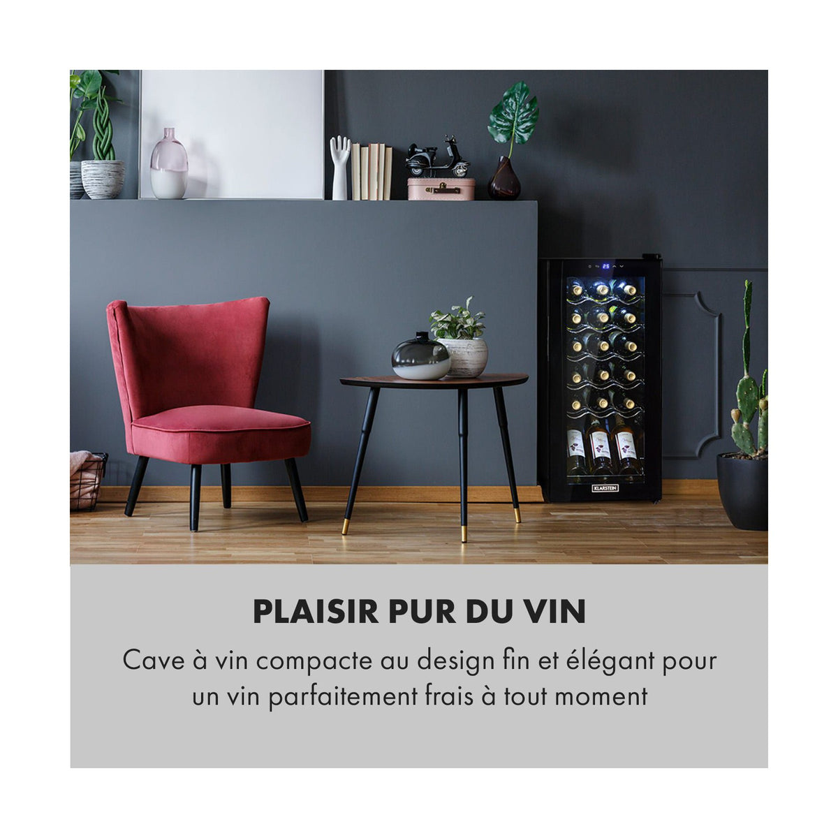 Cave à vin de service KLARSTEIN Shiraz 18 Slim Uno - Noir