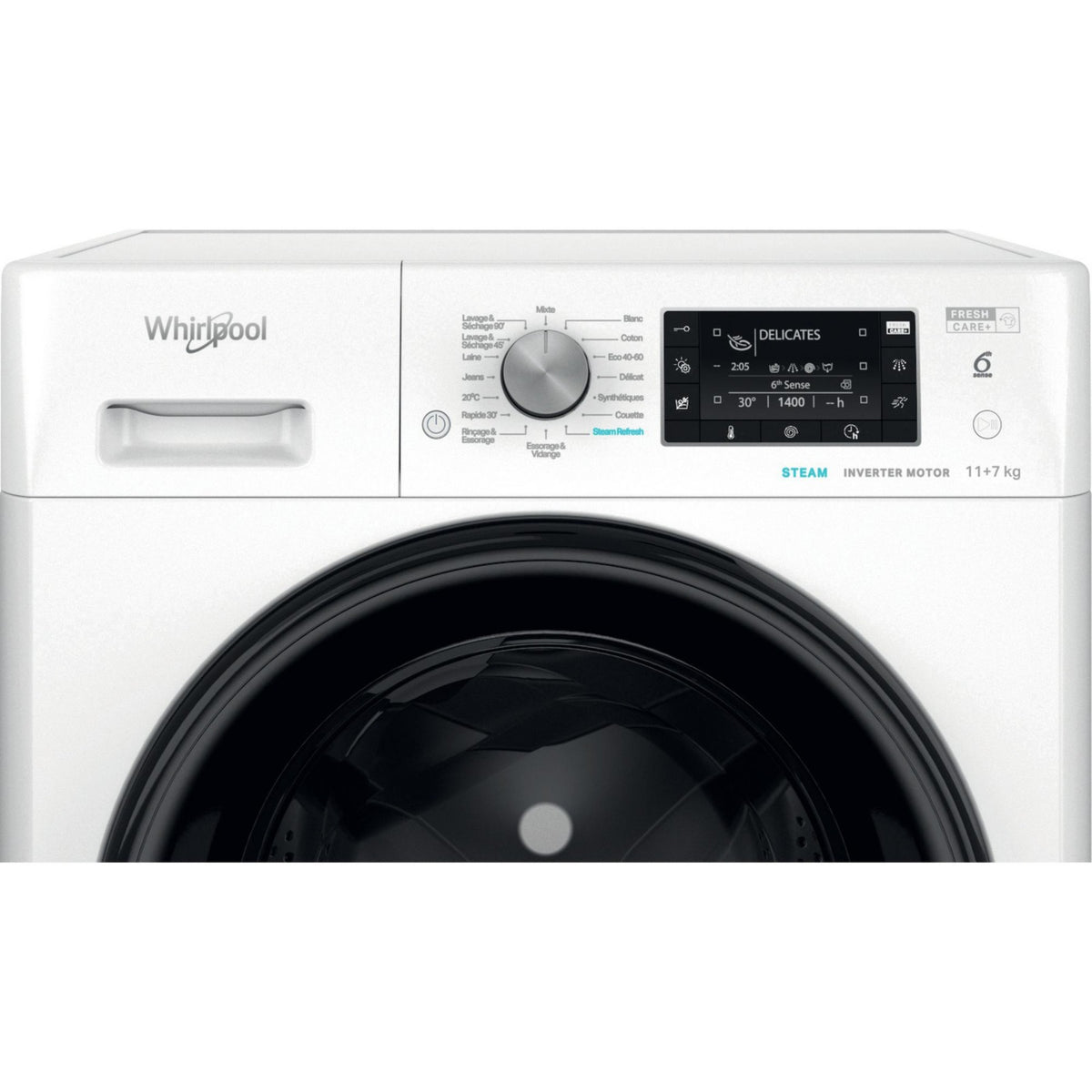 Lave linge séchant hublot WHIRLPOOL FFDB1174489BVFR - 11/7 kg - 1400 tr/min - Classe C - Moteur induction