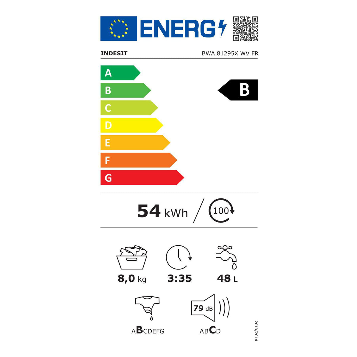 Lave linge hublot INDESIT BWA81295XWVFR