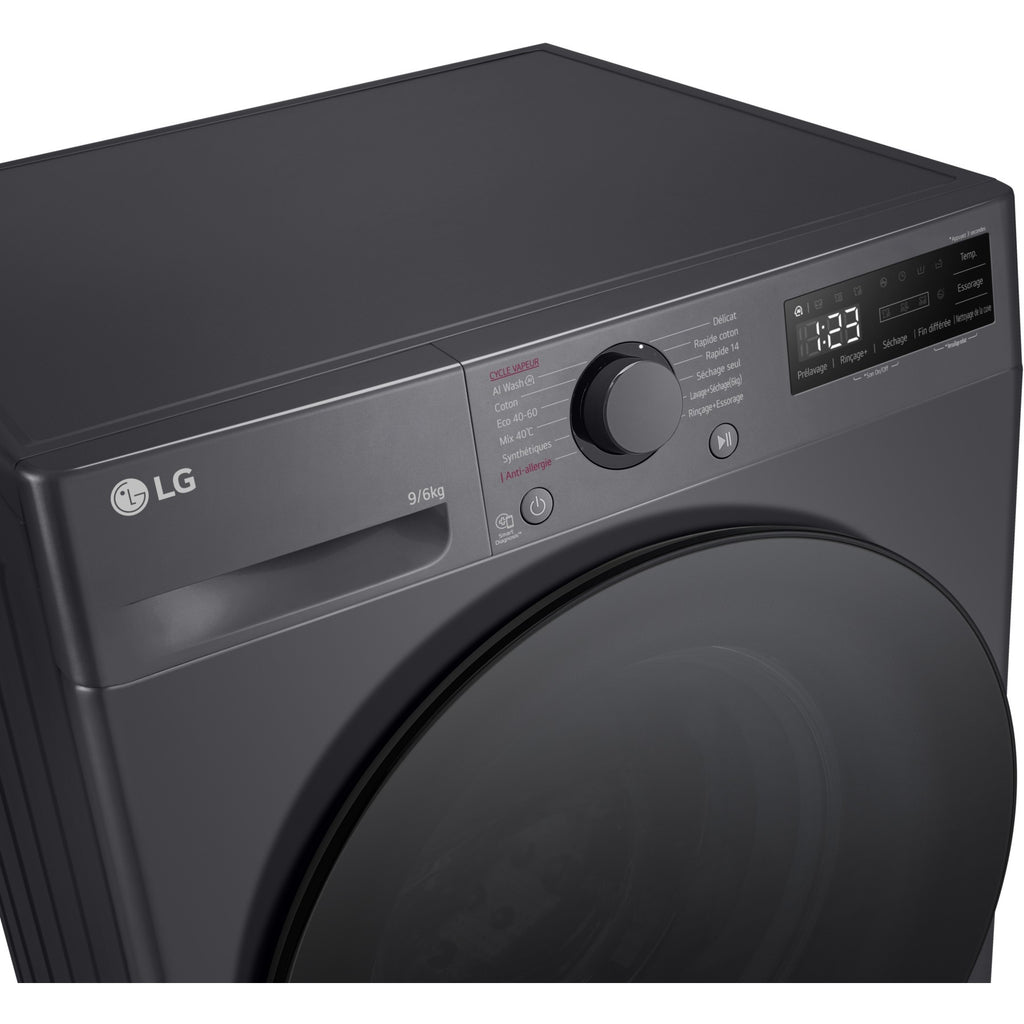 Lave linge séchant hublot LG F964R56MBRS - 9/6 kg - 1400 tr/min - Classe D - Moteur direct drive - Connecté - Noir