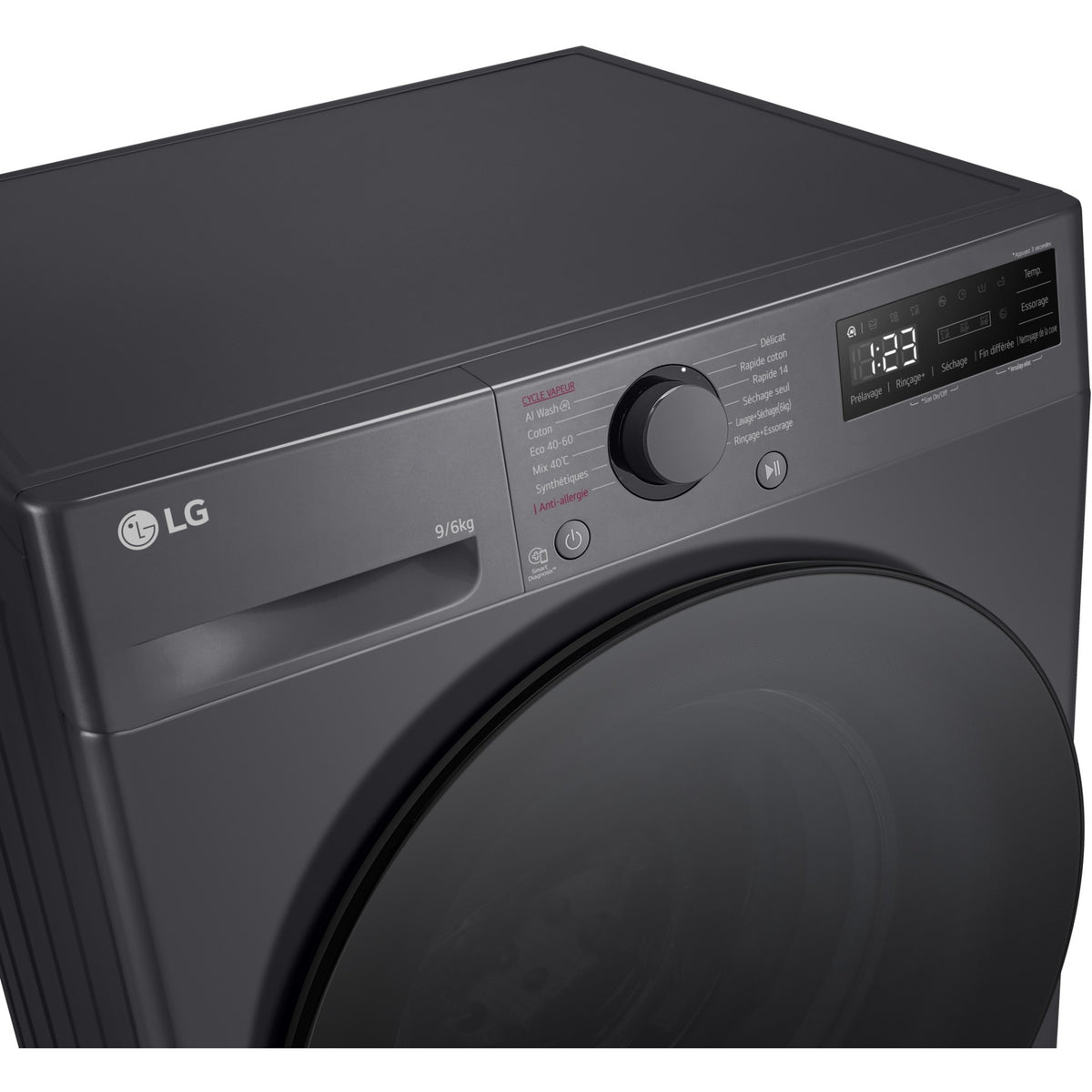 Lave linge séchant hublot LG F964R56MBRS - 9/6 kg - 1400 tr/min - Classe D - Moteur direct drive - Connecté - Noir