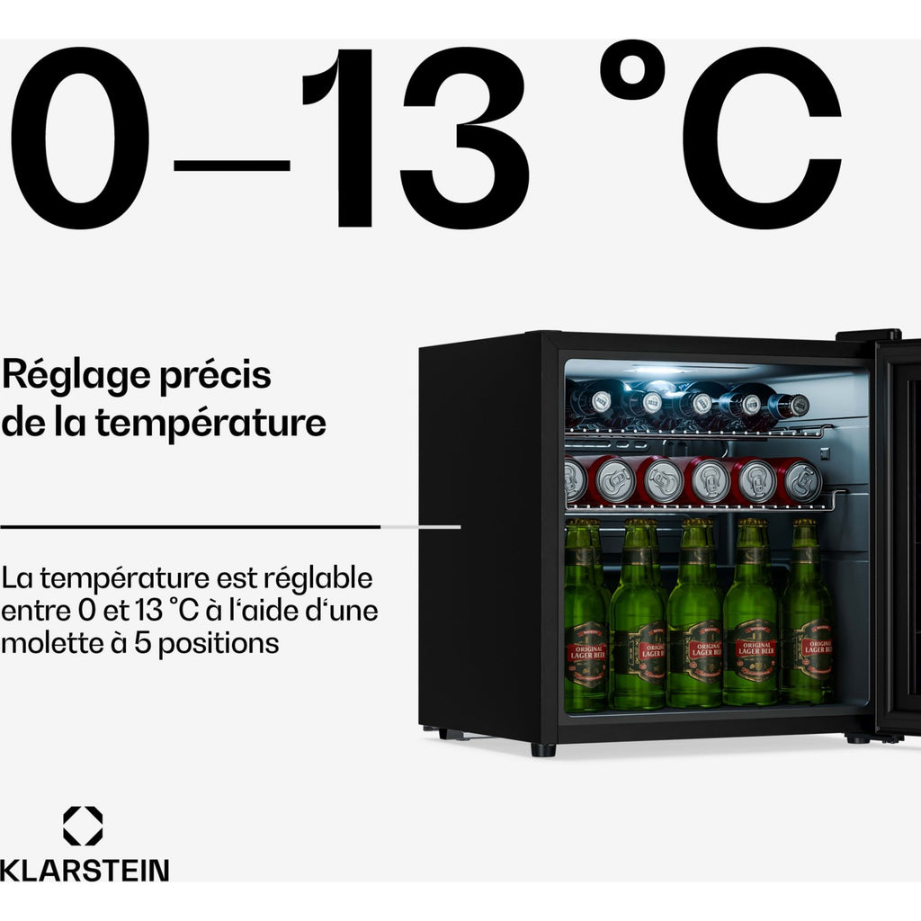 Mini réfrigérateur KLARSTEIN Beersafe porte miroir 44x48cm LED Noir