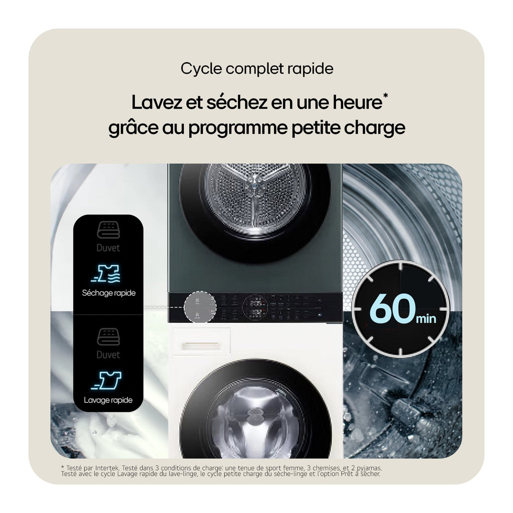 Lave linge séchant hublot LG F214WT8WH - 12/10 kg - 1400 tr/min - Classe A - Moteur AI Direct Drive - Connecté