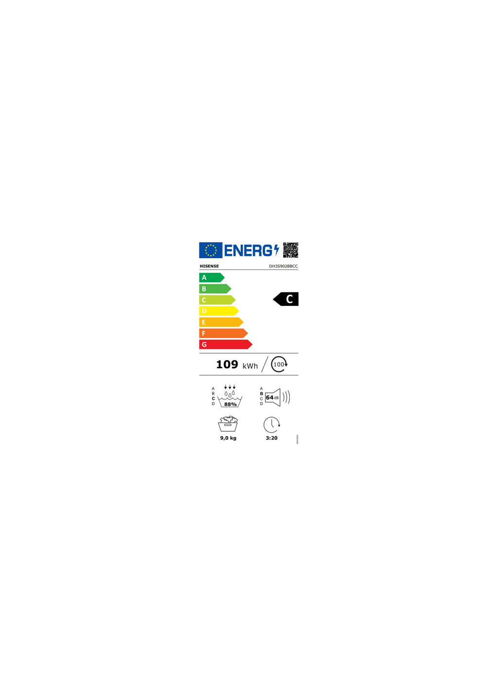 Sèche linge pompe à chaleur HISENSE DH3S902BBCC