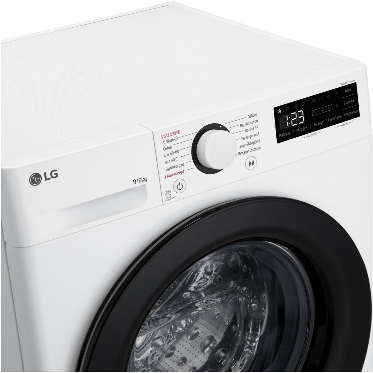 Lave linge séchant hublot LG F964R35WRS - 9/6 kg - 1400 tr/min - Classe D - Moteur direct drive - Connecté