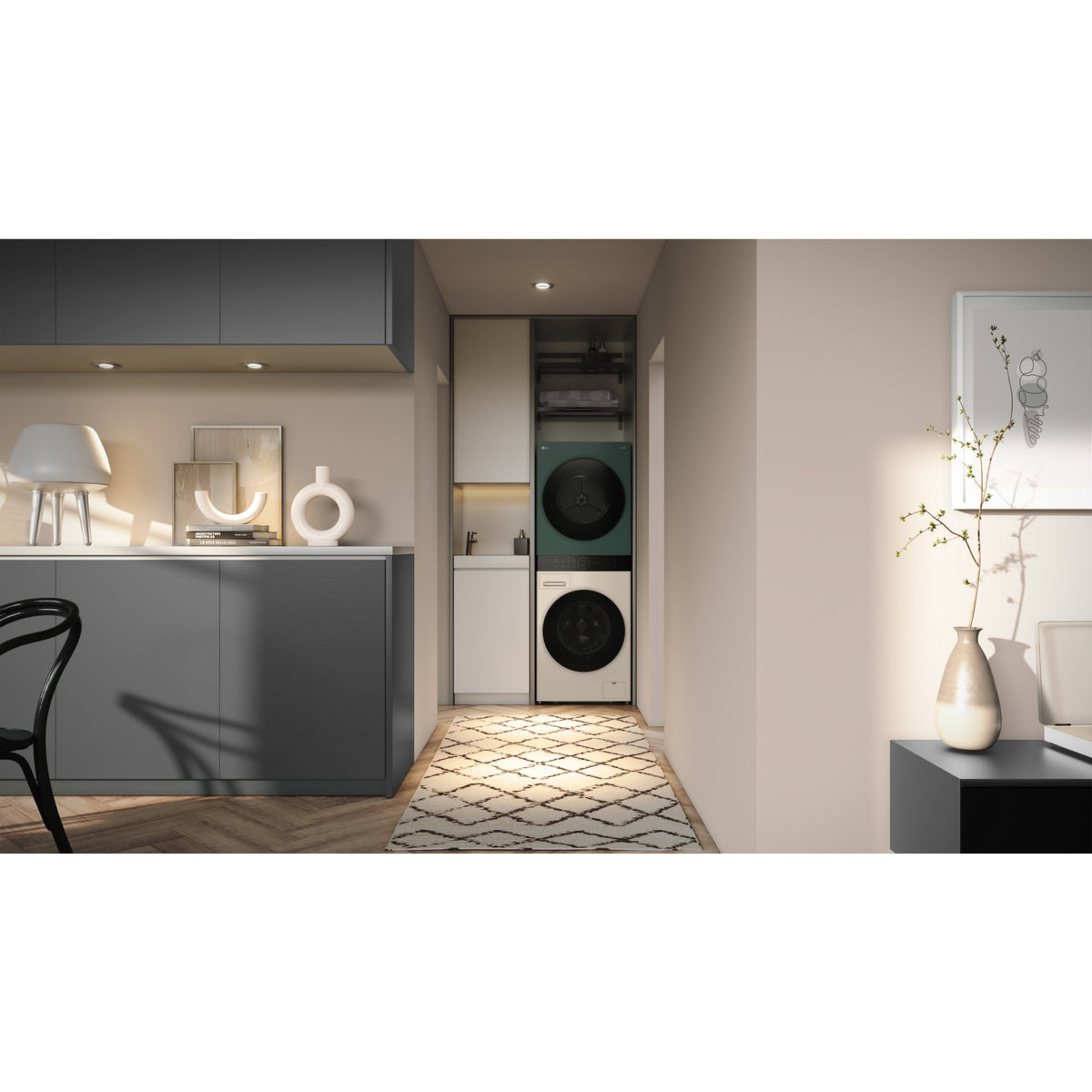 Lave linge séchant hublot LG F214WT8GRBE - 12/10 kg - 1400 tr/min - Moteur direct drive - TurboWash - Vapeur - Connecté