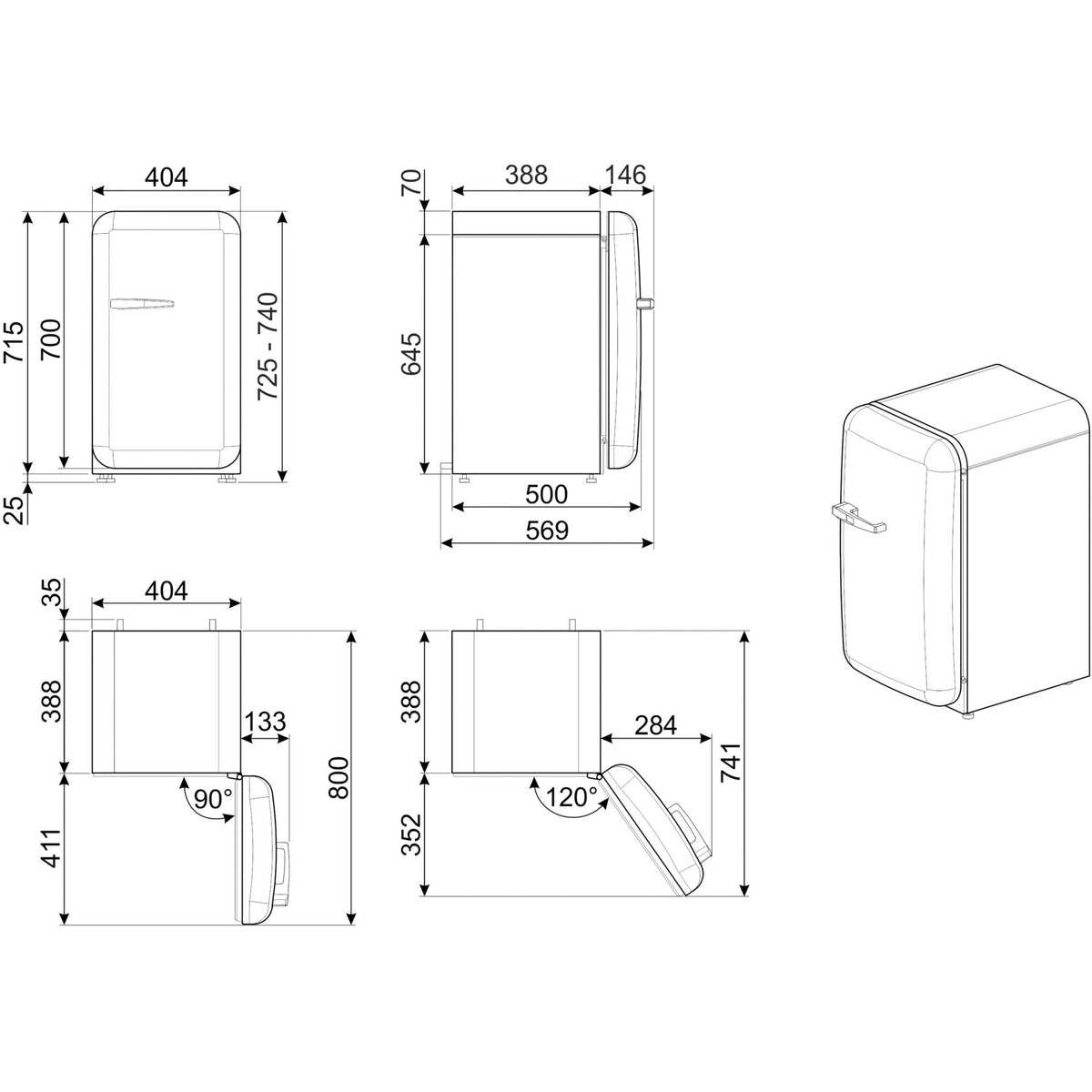 Mini réfrigérateur SMEG FAB5RPK6