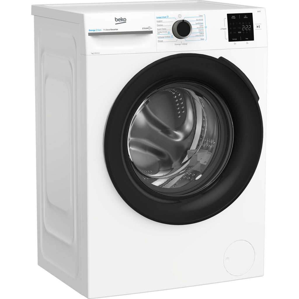 Lave linge compact BEKO BM3WFU47411B - 7 kg - 1400 tr/min - Classe A - Moteur induction - Energy Spin