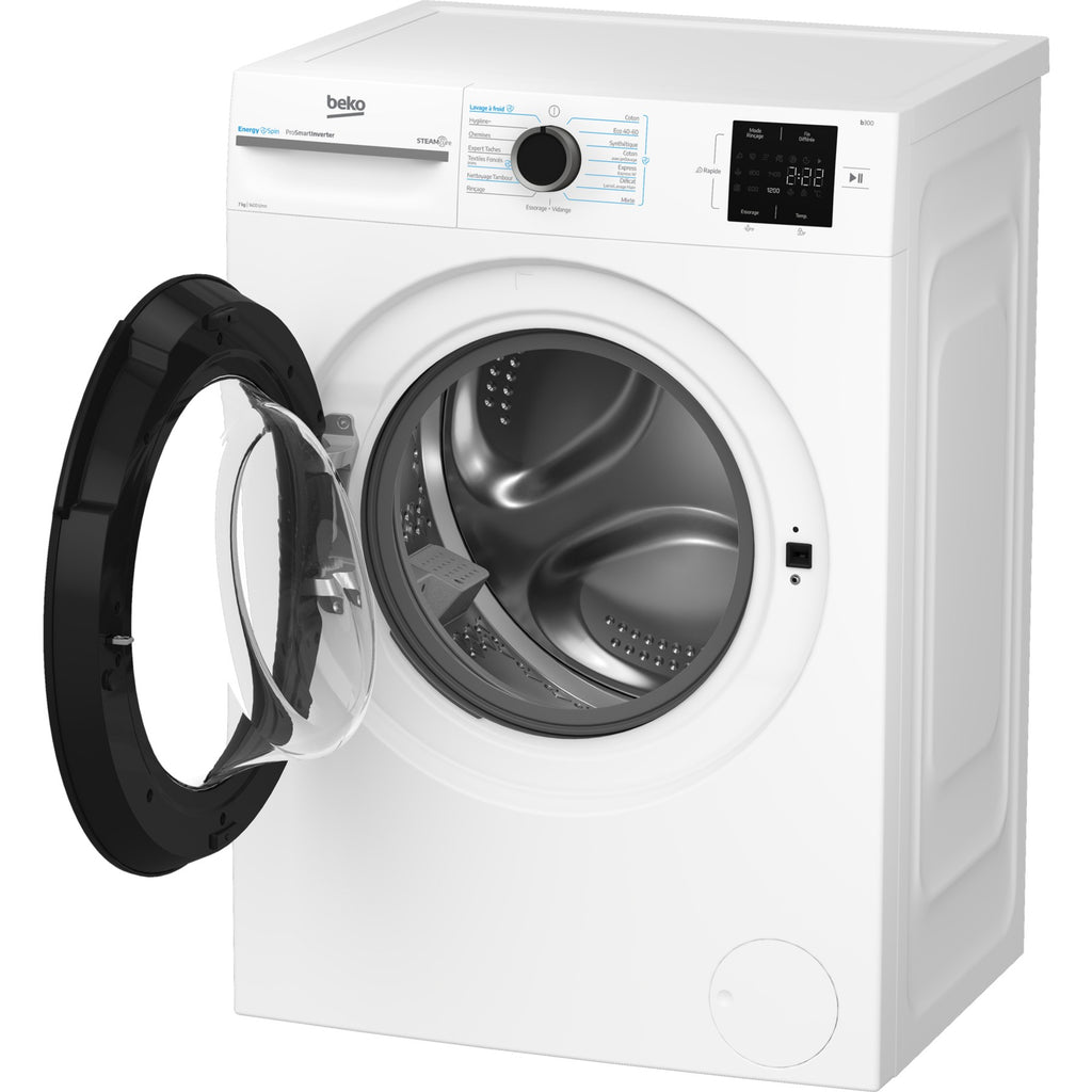 Lave linge compact BEKO BM3WFU47411B - 7 kg - 1400 tr/min - Classe A - Moteur induction - Energy Spin