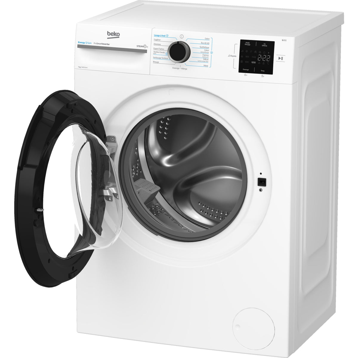 Lave linge compact BEKO BM3WFU47411B - 7 kg - 1400 tr/min - Classe A - Moteur induction - Energy Spin