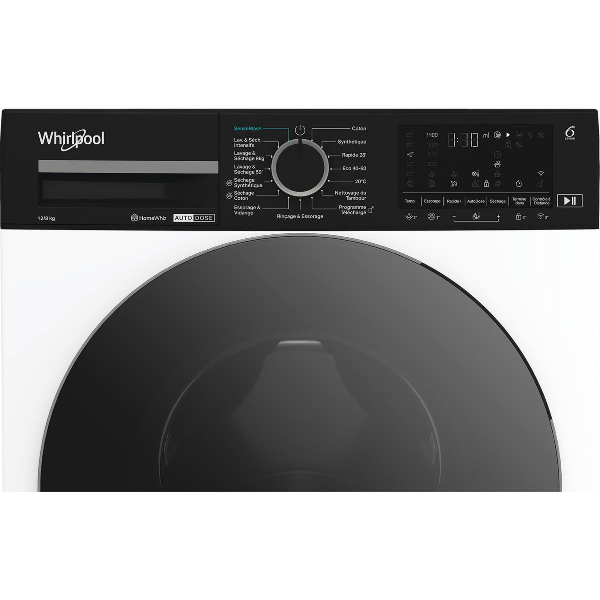 Lave linge séchant hublot WHIRLPOOL WPD2836WADSFR - 12/8 kg - 1400 tr/min - Classe D - Moteur induction