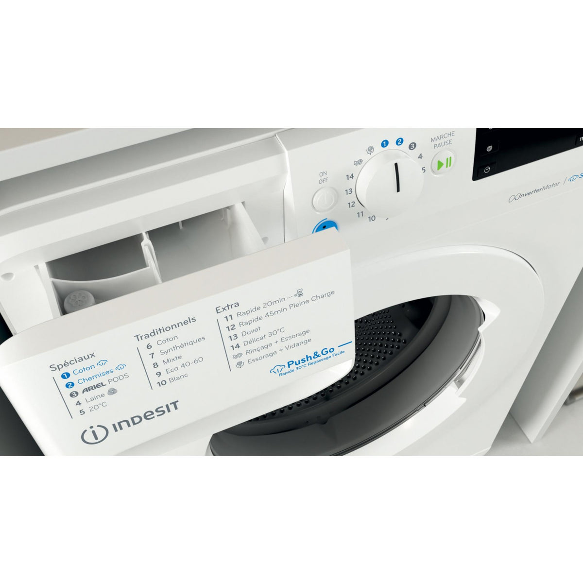 Lave linge hublot INDESIT BWE91296XWVFR - 9 kg - 1200 tr/min - Classe A - Moteur induction