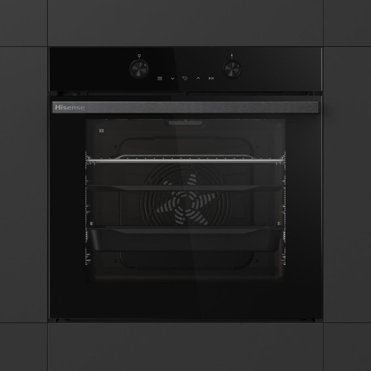 Four encastrable HISENSE BI64223EPBG - Pyrolyse - Chaleur pulsée - Rails télescopiques - Mode Pizza 300°C - Air Fry