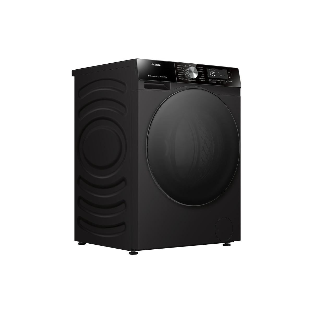 Lave linge hublot HISENSE WF3S1243BB2 - 12 kg - 1400 tr/min - Classe A - Moteur induction - Connecté wifi - Noir
