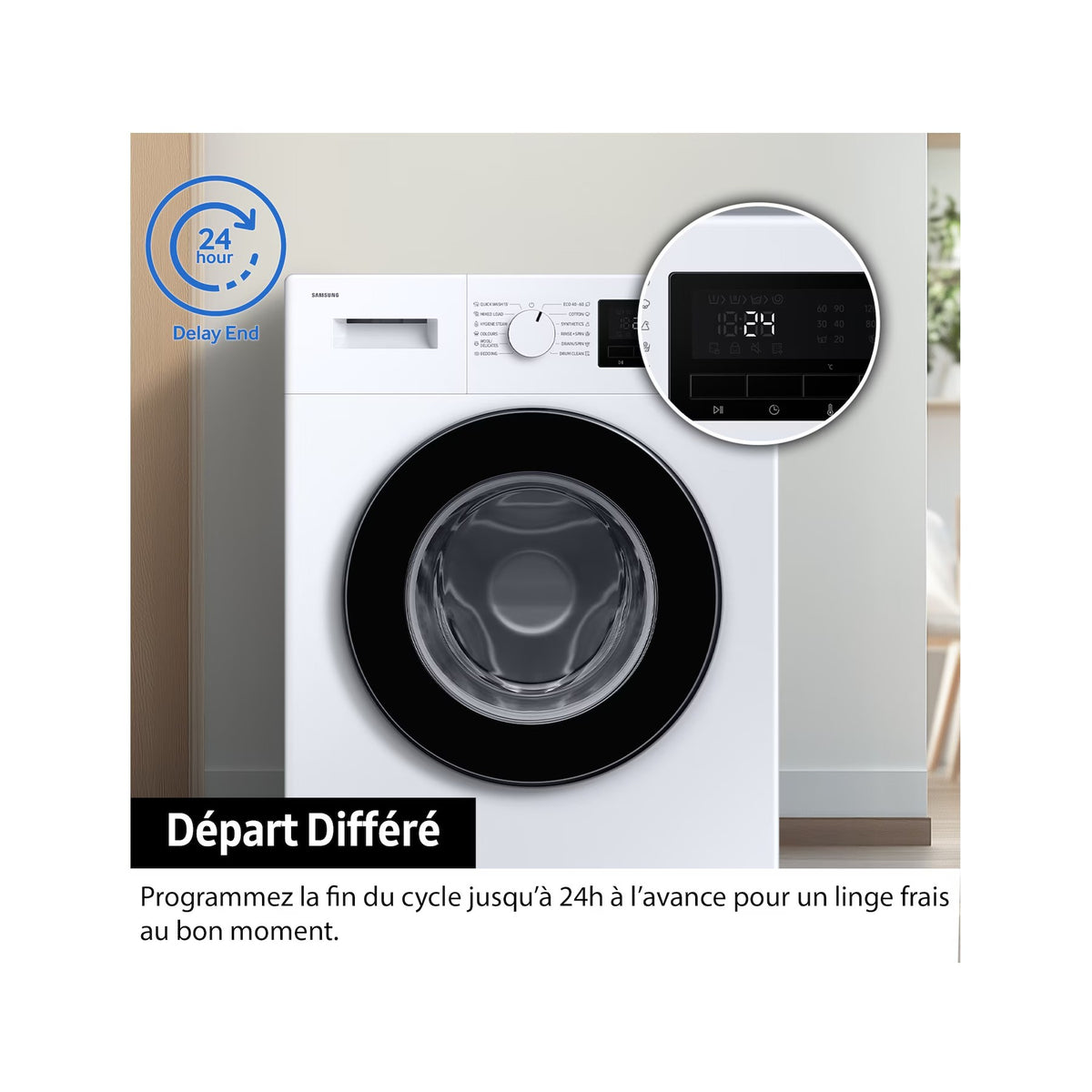 Lave linge compact SAMSUNG WW80FG3M05AW - 8 kg - 1400 tr/min - Classe A - Moteur induction