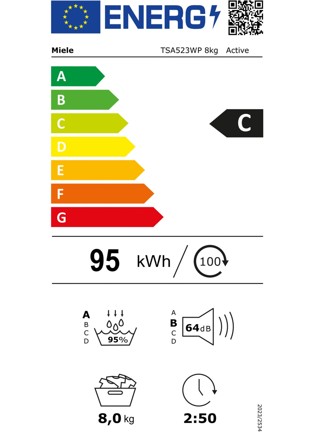 Sèche linge pompe à chaleur MIELE TSA 523 WP