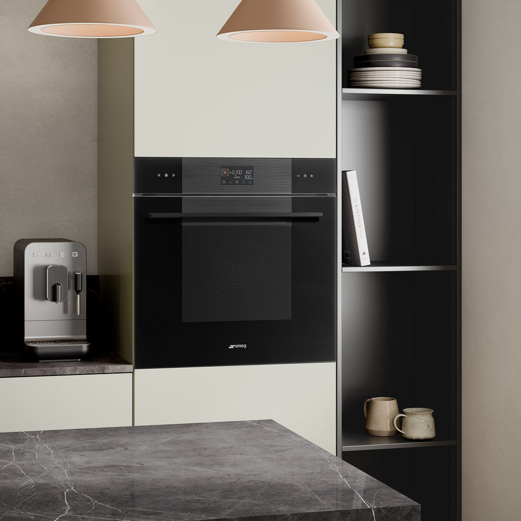 Four micro onde combiné SMEG SO6102M2B3 - Hydrolyse - Porte froide - Rails télescopiques - Écran tactile